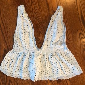 Baby blue lace baby doll top